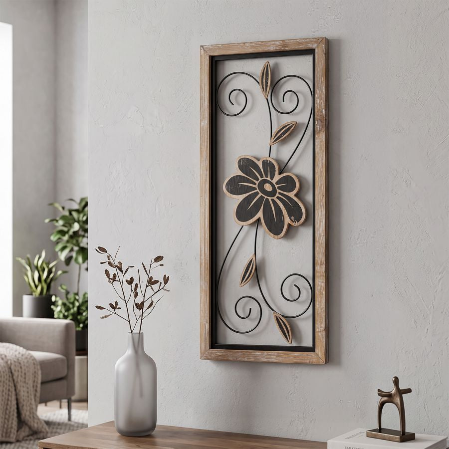 PANNELLO IN FERRO E LEGNO KOMAN -A- CM 26X2,5X60