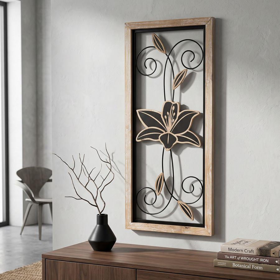 PANNELLO IN FERRO E LEGNO KOMAN -B- CM 26X2,5X60