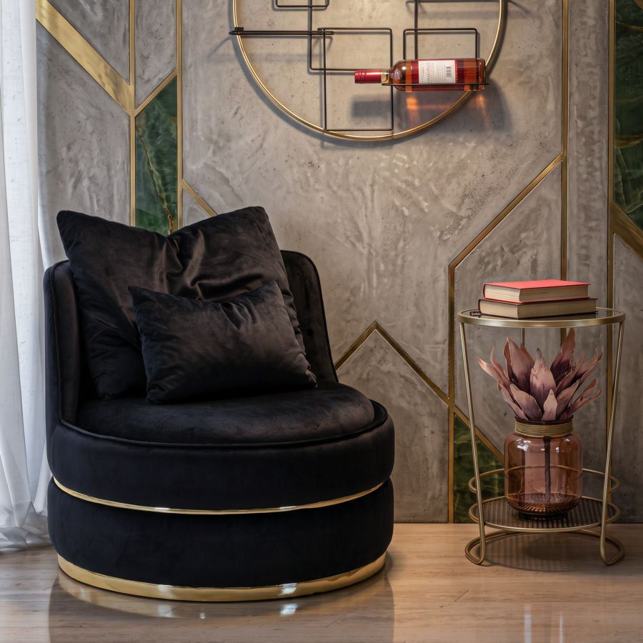 POLTRONA PARIS SPACE NERO/GOLD CM Ø 84X72