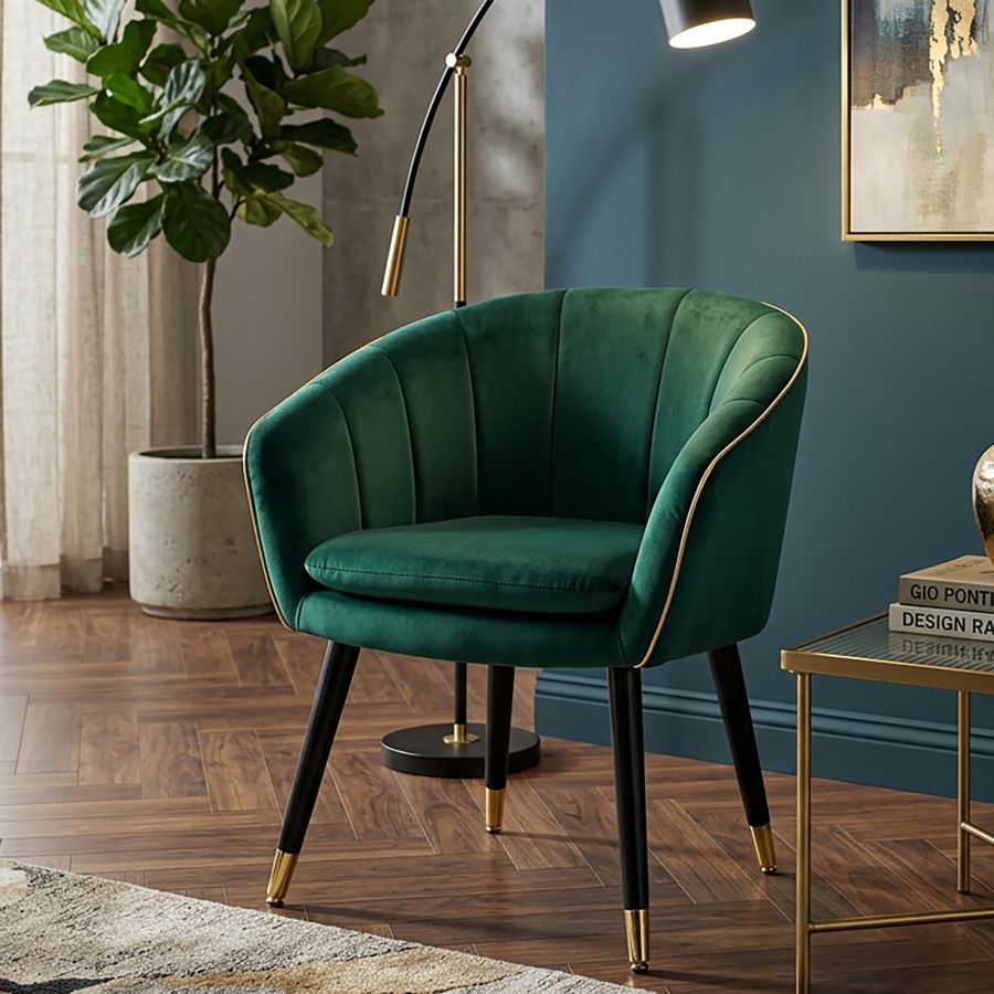 POLTRONA PARIS VERDE/GOLD CM 62X58X78