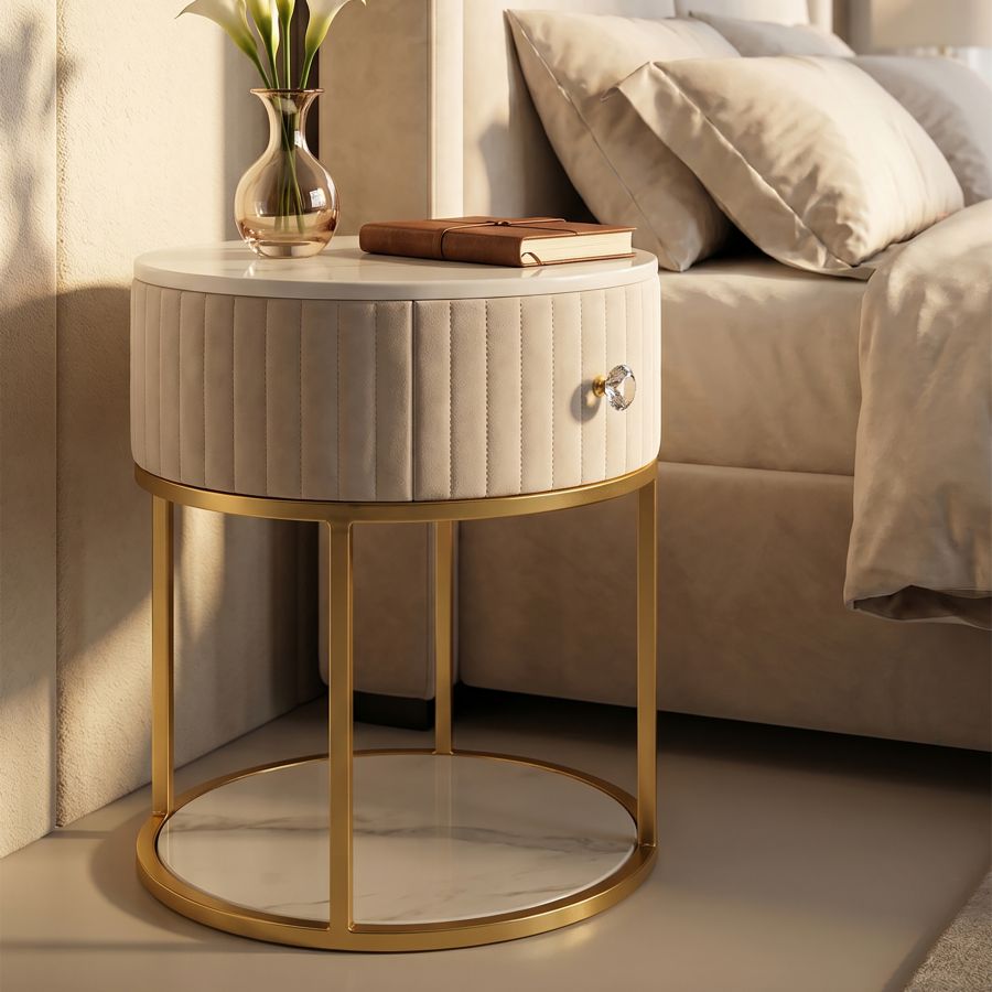 COMODINO MONTPELLIER CREMA CM Ø 42X48