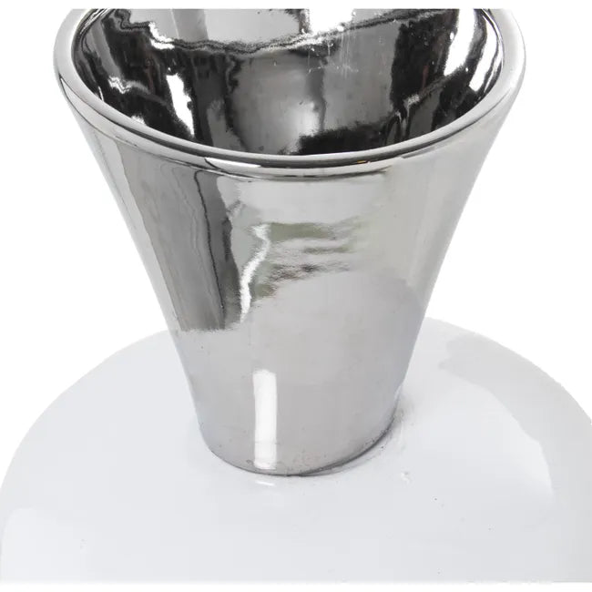 Vaso bianco e argento H46 cm