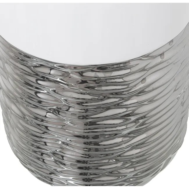 Vaso bianco e argento H46 cm
