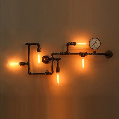 Applique da parete in tubo metallico American Loft 5 teste 100 x 38 cm