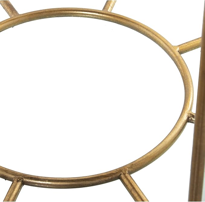 Tavolinetto a Forma di Fiore in Metallo e Specchio Dorato 63 x 61 cm
