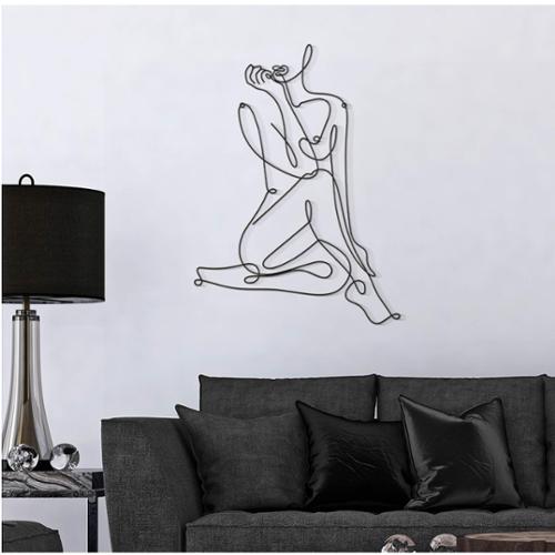 Pannello decorativo 3D da parete in metallo nero GIRL 60x1,3x h 80 cm
