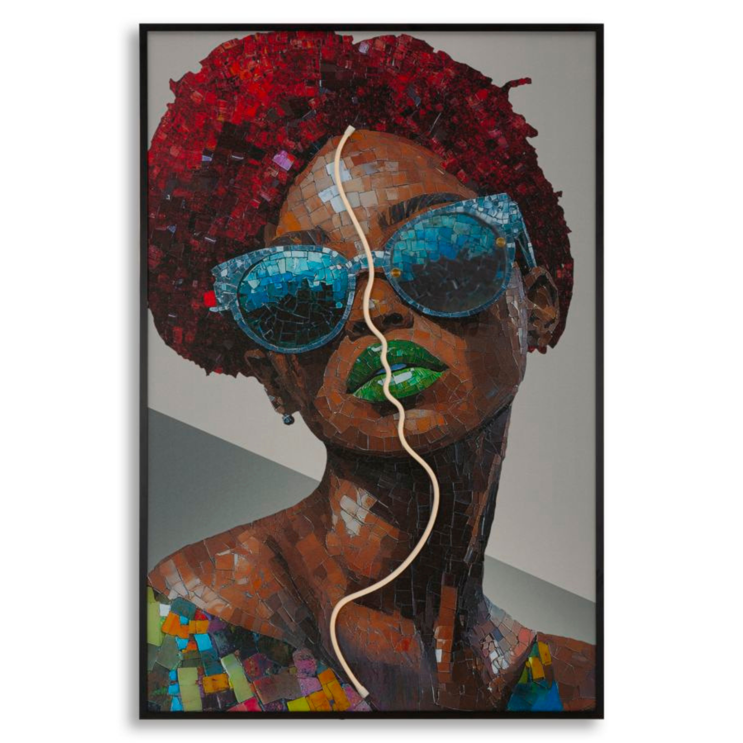 STAMPA C/LED SU TELA AFRO CM 60X3,5X90 (APPLICAZIONE 3D ACRILICO)