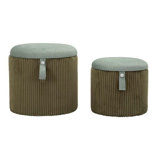 PUFF C/CONTENITORE BOLZANO VERDE SET 2 PZ CM Ø 38X38-32X28