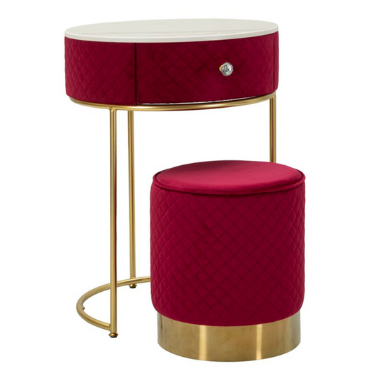 COMODINO/TOLETTA C/PUFF VELLIT ROSSO CM Ø 52X70 - Ø 36X39