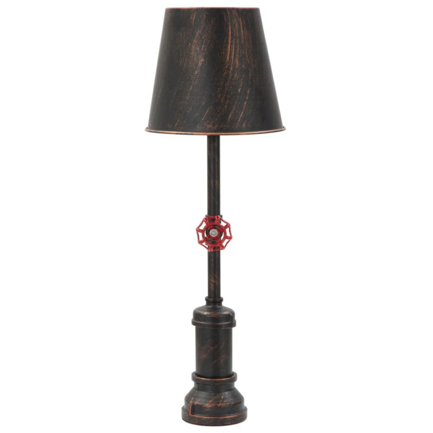 Lampada da Tavola Manhattan Simple Ø21x64 cm in Ferro Nero Rame e Rosso