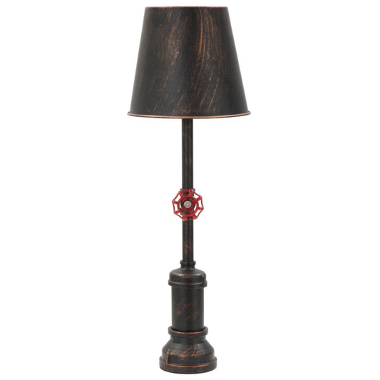 Lampada da Tavola Manhattan Simple Ø21x64 cm in Ferro Nero Rame e Rosso