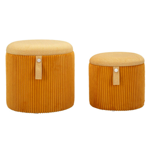 PUFF C/CONTENITORE BOLZANO SENAPE SET 2 PZ CM Ø 38X38-32X28 codice 142868000S