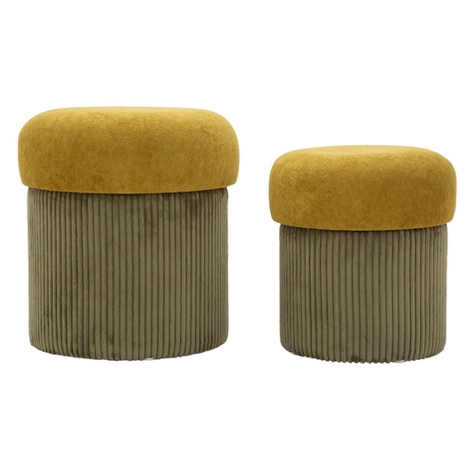 PUFF C/CONTENITORE ASPEN VERDE SET 2 PZ CM Ø 42X44-35X37