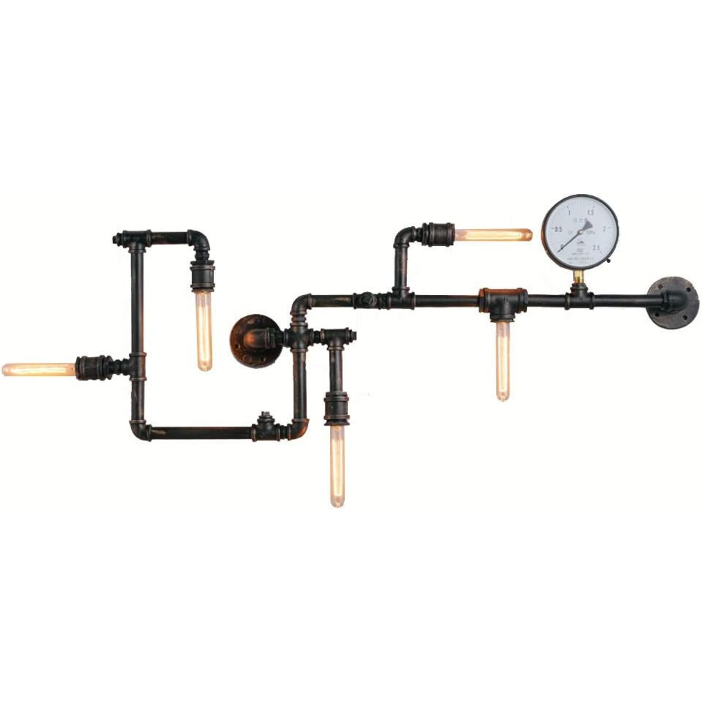 Applique da parete in tubo metallico American Loft 5 teste 100 x 38 cm