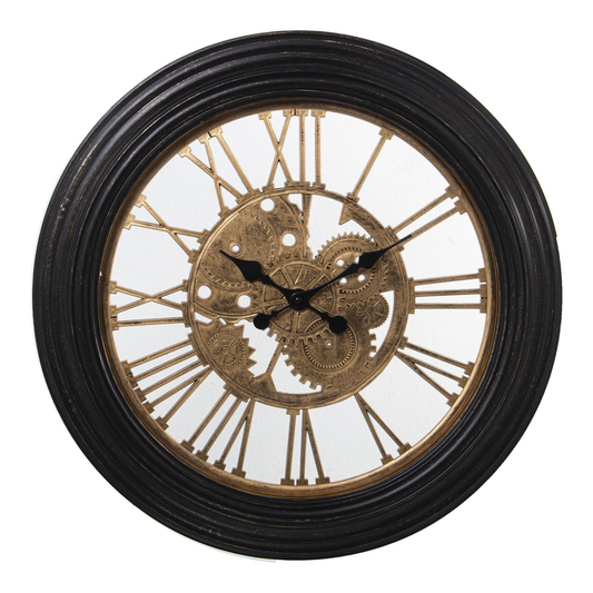Orologio design ingranaggi nero e oro 58x58x5 cm