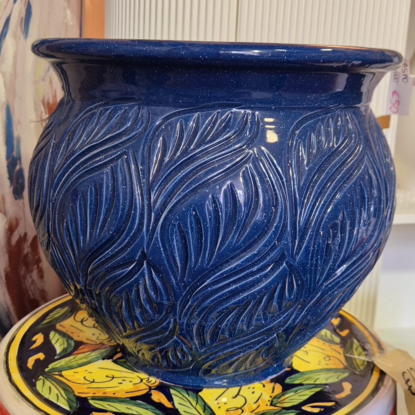 CASPAUX INTARSIO FOGLIE BLU, 30 x 32 cm