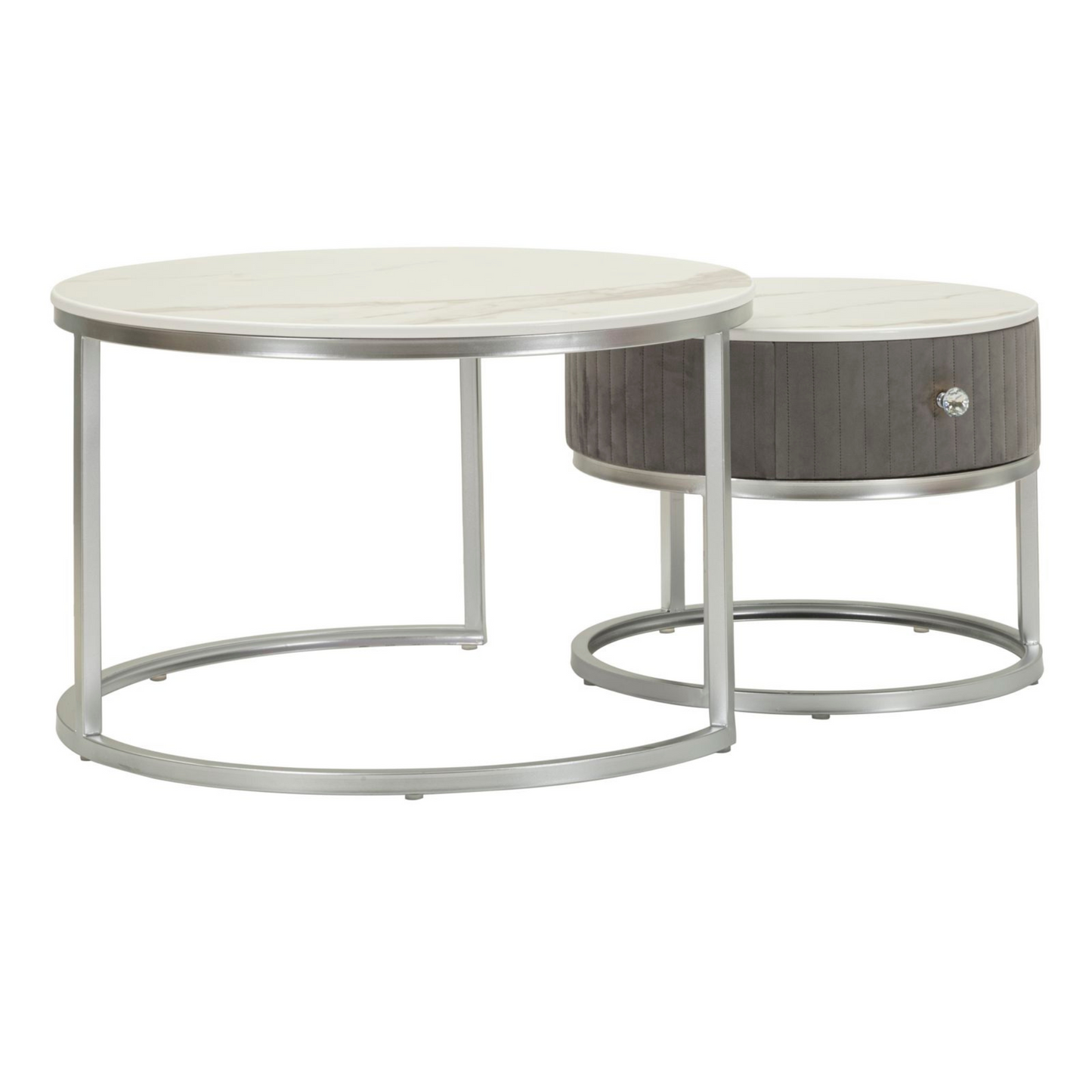 TAVOLI DA CAFFE' GREYS COPPIA CM Ø 70X45-50X40