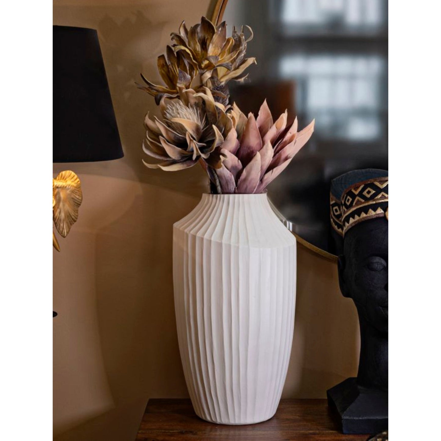 Vaso Ice Ø28,5x50,5 cm – Vaso Decorativo Alto con Finitura Effetto Pietra