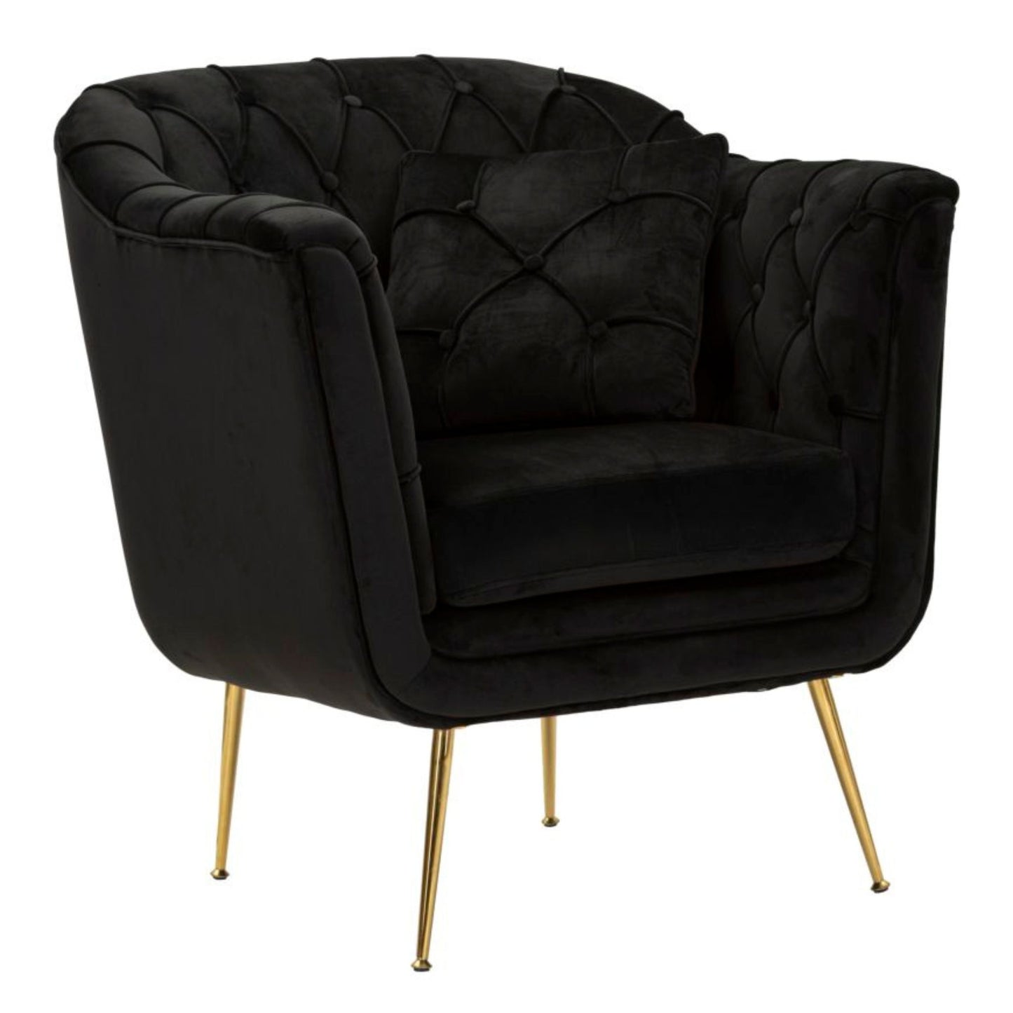 Poltrona Budapest Nera con Cuscino in Tessuto e Metallo H 91 cm