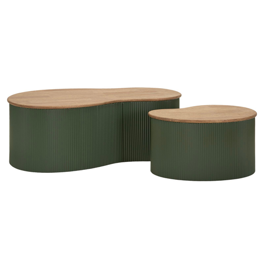TAVOLINI DA CAFFE' FRANKFURT COPPIA VERDI CM 87X53X32-50X35X28