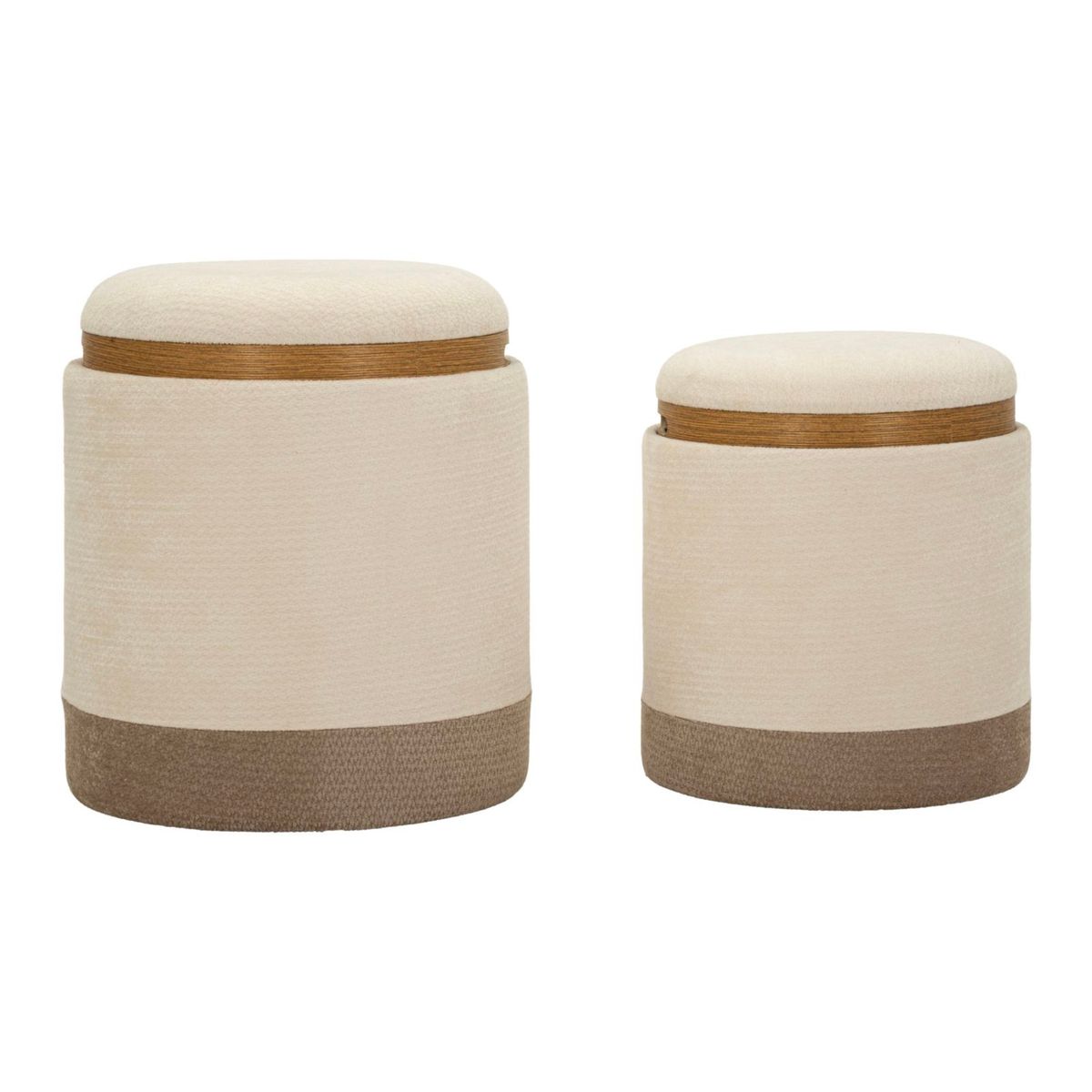 POUF C/CONTENITORE&VASSOIO ANKARA COPPIA CM Ø 40X47-34X40
