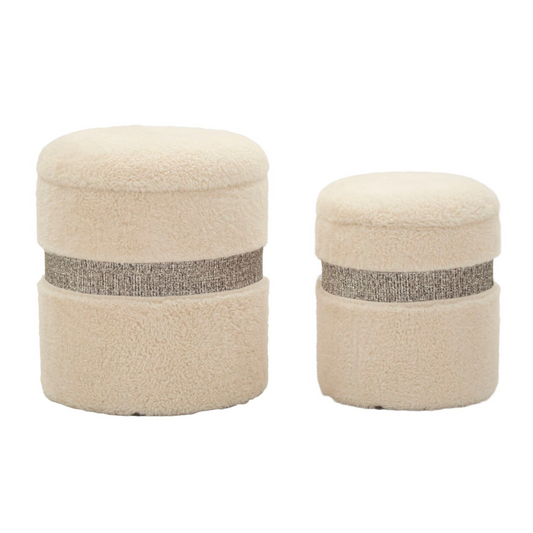 PUFF C/CONTENITORE SAINT-MORITZ CREMA SET 2 PZ CM Ø 40X47-32X38 codice 142869000C