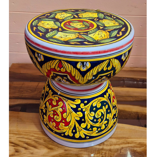 TAVOLINETTO/SGABELLO ARTIGIANALE, diam 39 x H 48 cm