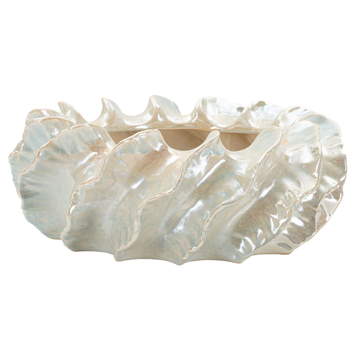 Cachepot Perly Ø43x16 cm – Portavaso Decorativo con Finitura Effetto Perla Opaca