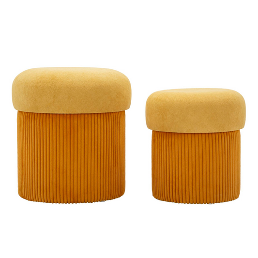 PUFF C/CONTENITORE ASPEN SENAPE SET 2 PZ CM Ø 42X44-35X37