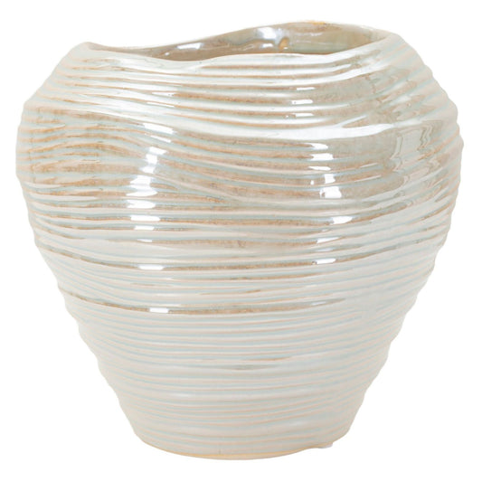 Vaso Perly Round Ø27x24 cm – Vaso Decorativo con Finitura Opaca Effetto Perla