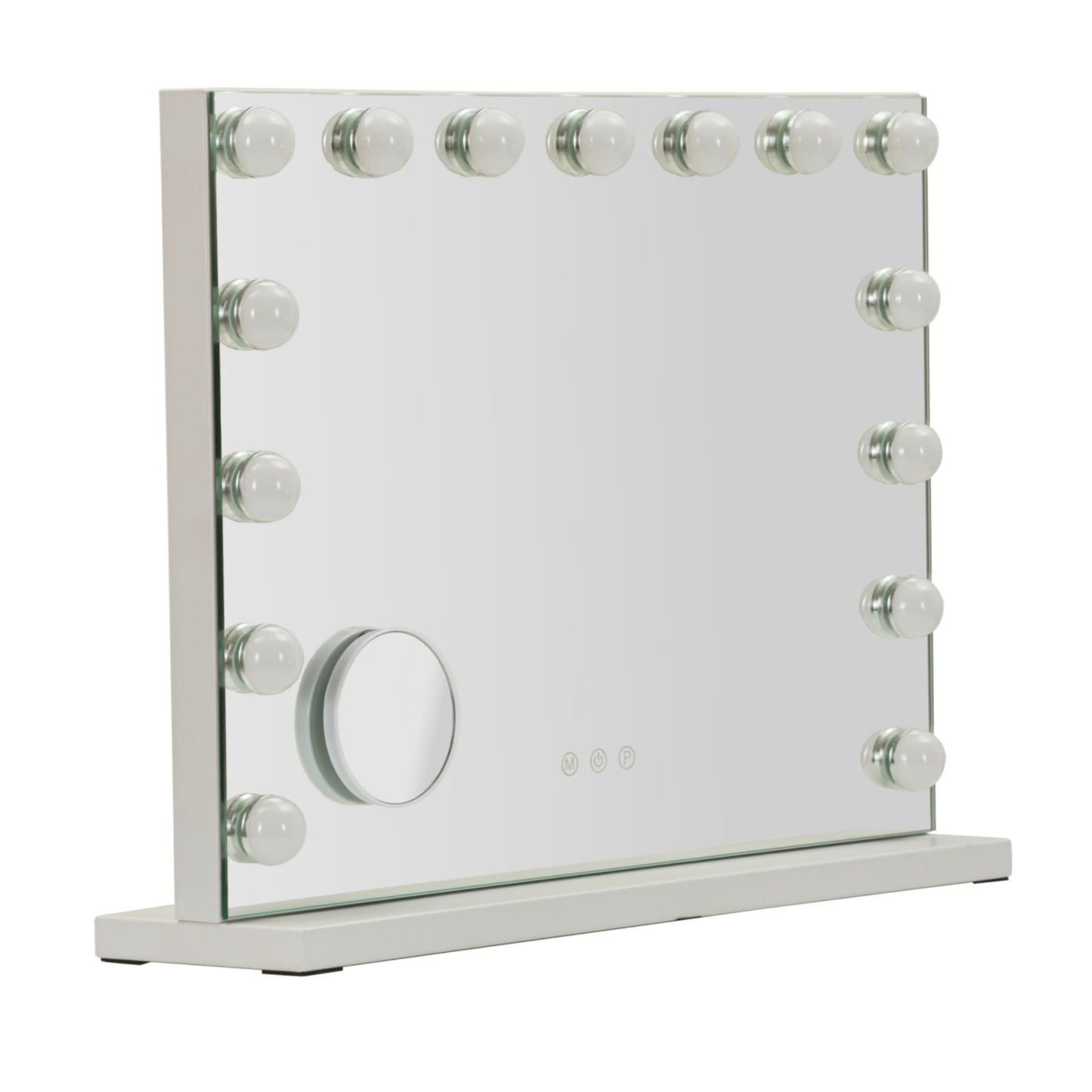 SPECCHIO DA TAVOLO HOLLYWOOD CM 55X14X43 (SPEC.ROT. CM Ø 9) (3TONALITA' DI LUCE)