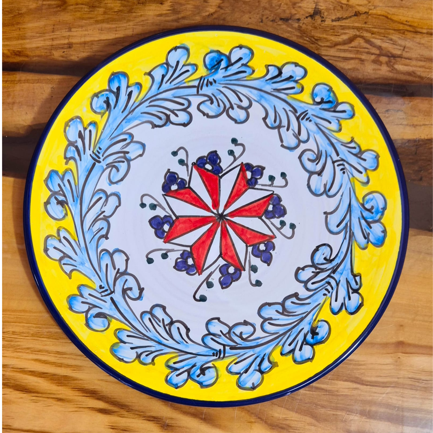 Piatto in Ceramica Dipinto a Mano, diam 30 cm