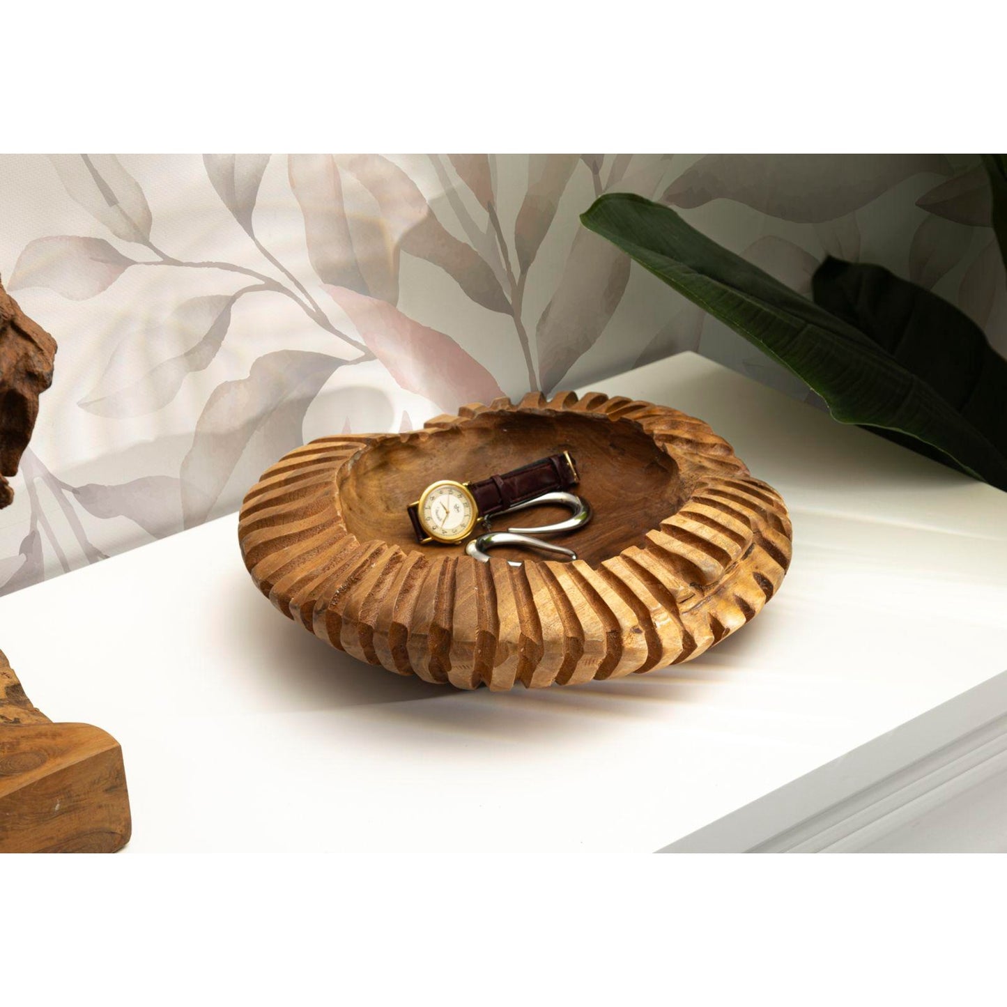 S/TASCHE GERIS IN TEAK RICICLATO CM Ø 29X7 (PEZZI UNICI - NON RIP. IN SERIE)