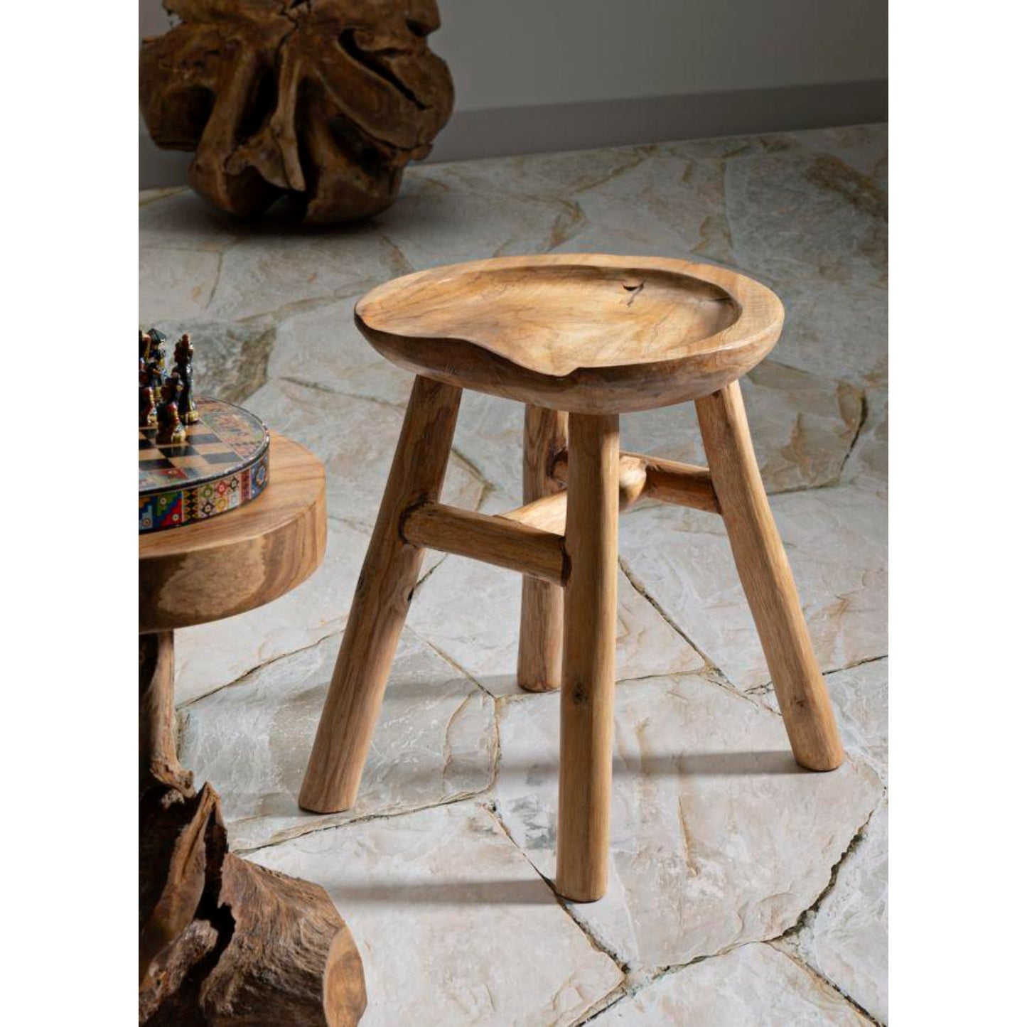 SGABELLO SEL SLIM IN TEAK RIC. CM 35X30X42 (PEZZI UNICI - NON RIP. IN SERIE)