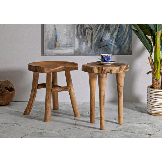 SGABELLO KURSI IN TEAK RICICLATO CM Ø 35X45 (PEZZI UNICI - NON RIP. IN SERIE)
