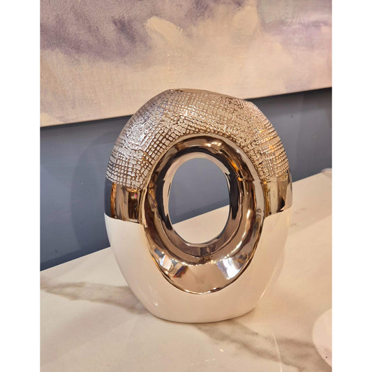 Vaso Decor Silver and White 20x24H cm