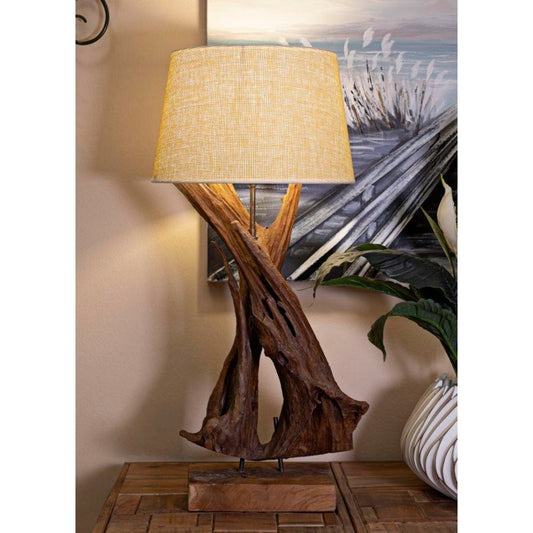 LAMPADA DA TAVOLO IN TEAK RICICLATO CM 35X80 (PEZZI UNICI - NON RIP. IN SERIE)