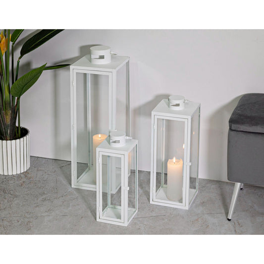 LANTERNE WHITE SET 3 PZ CM 22X22X66-18X18X49,5-14X14X39