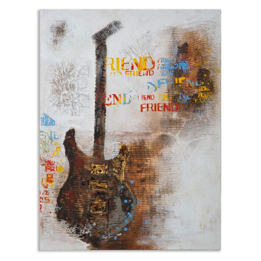DIPINTO SU TELA GUITAR ART CM 90X3,5X120