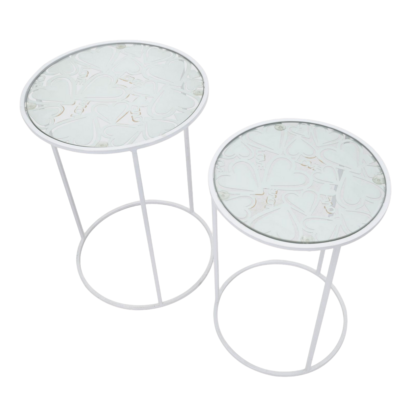 TAVOLINETTI WHITE HARTS COPPIA CM Ø 43X60-38X55