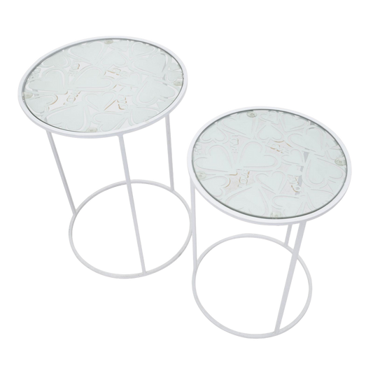 TAVOLINETTI WHITE HARTS COPPIA CM Ø 43X60-38X55