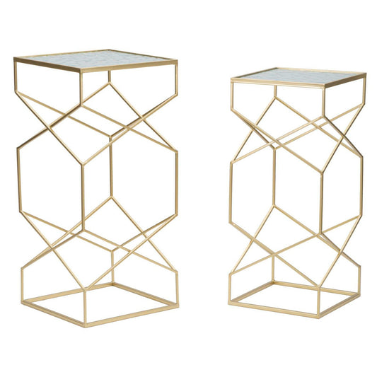 TAVOLINETTI GLASSY COPPIA CM 31,5X31,5X68-28X28X64