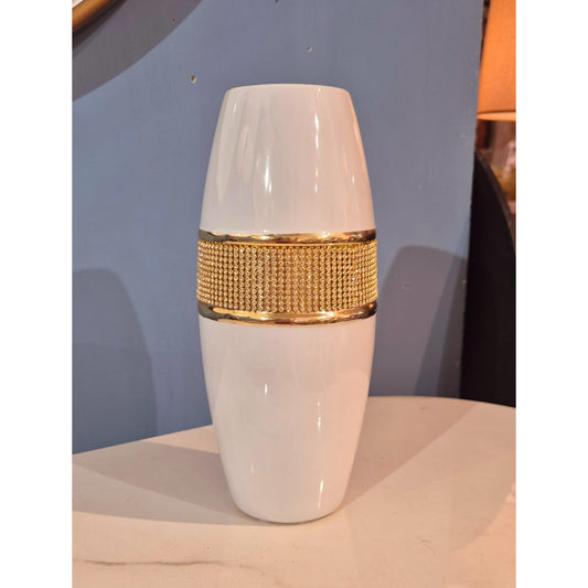 Vaso Bianco con Swarowski 12L x 28H cm