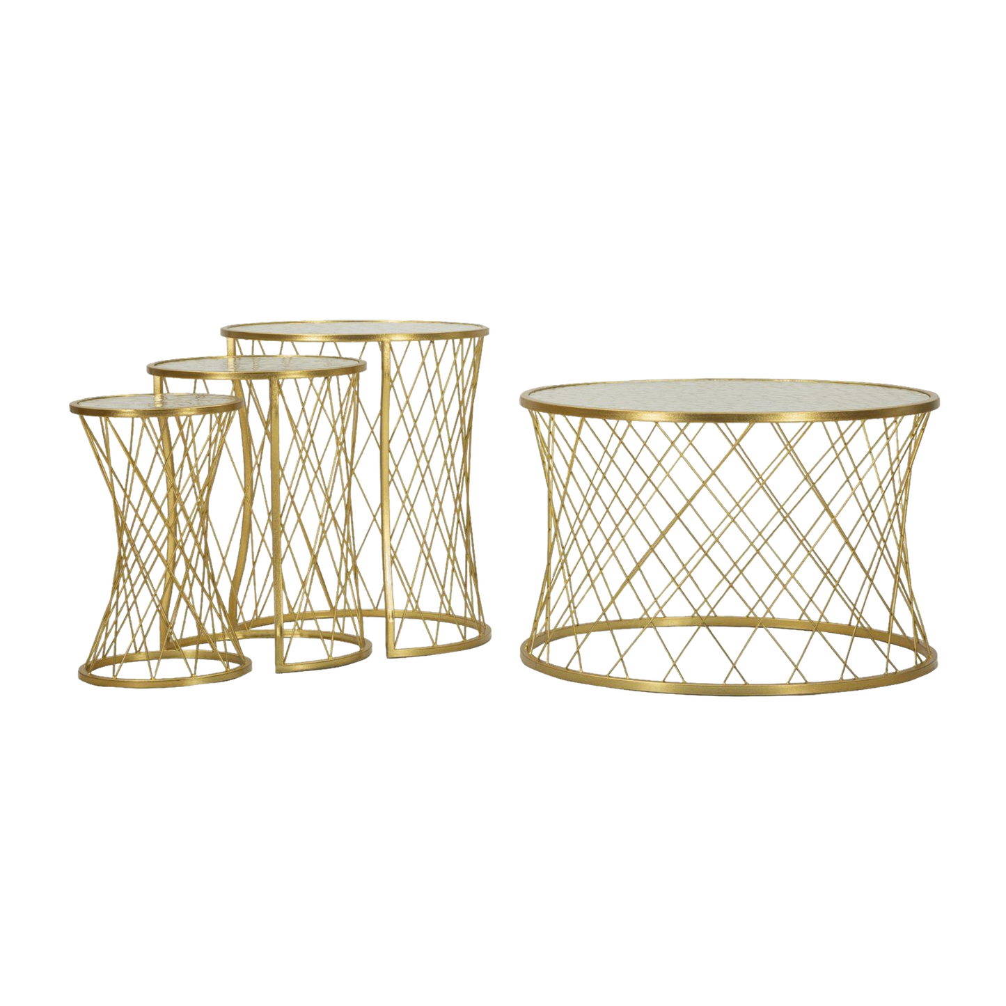 TAVOLINETTI NOAH GOLD SET 4 PZ CM Ø 70X45-47X54,5-36x50-28x45