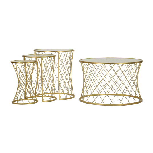 TAVOLINETTI NOAH GOLD SET 4 PZ CM Ø 70X45-47X54,5-36x50-28x45