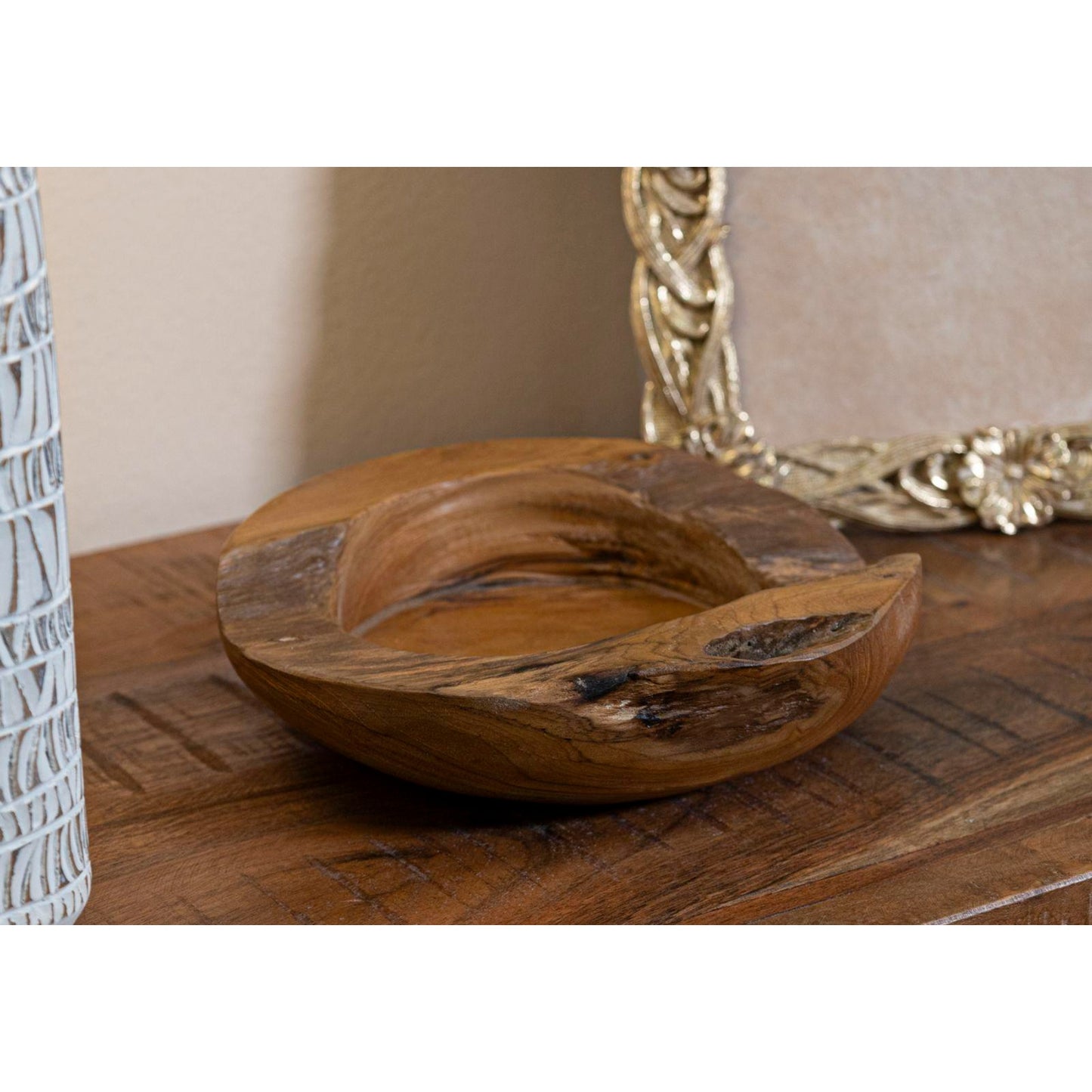 S/TASCHE ERUSI IN TEAK RIC. CM Ø 20X6  (PEZZI UNICI - NON RIP. IN SERIE)