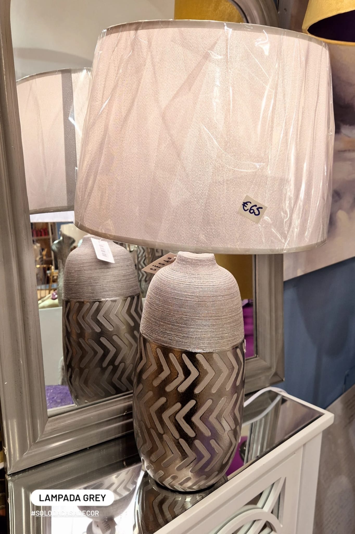 LAMPADA DA TAVOLO GREY 55H cm