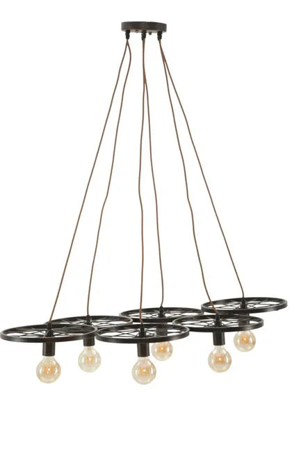 Lampadario industrial con 6 punti luce cm 110x60x6