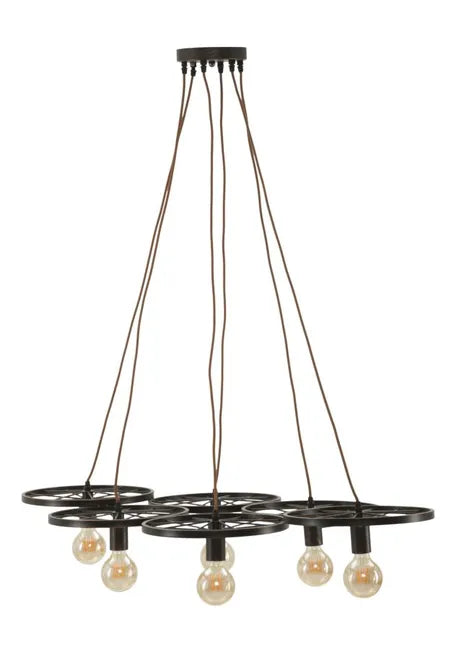 Lampadario industrial con 6 punti luce cm 110x60x6