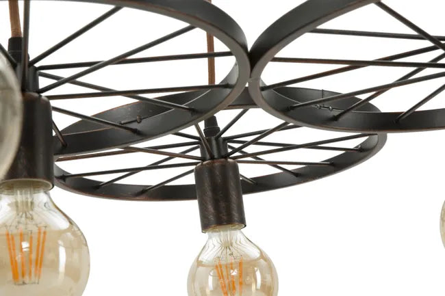 Lampadario industrial con 6 punti luce cm 110x60x6